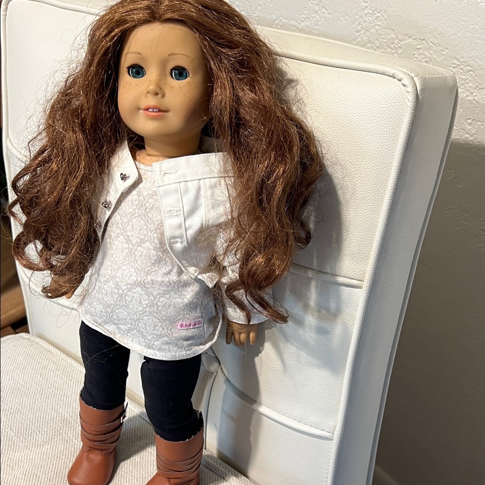 Charming American girl Doll with Brown Hair and White Jacket